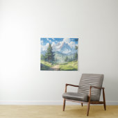 Schneebedeckte Berge und üppiger Grünwald Wandteppich (Beispiel (Horizontal))