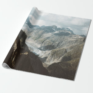 SCHNEEBEDECKTE BERGE WÄHREND DES TAGES GESCHENKPAPIER