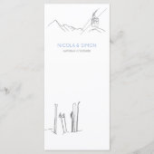 Schneebedeckte Berggipfel Skis Soft Snowflakes Menükarte (Vorderseite)