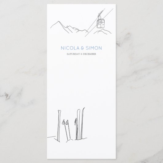 Schneebedeckte Berggipfel Skis Soft Snowflakes Menükarte (Vorderseite)