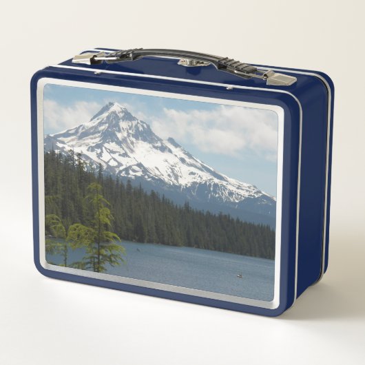 Schneebedeckte Berghütte Landschaftliche Landschaf Metall Brotdose (Rückseite)