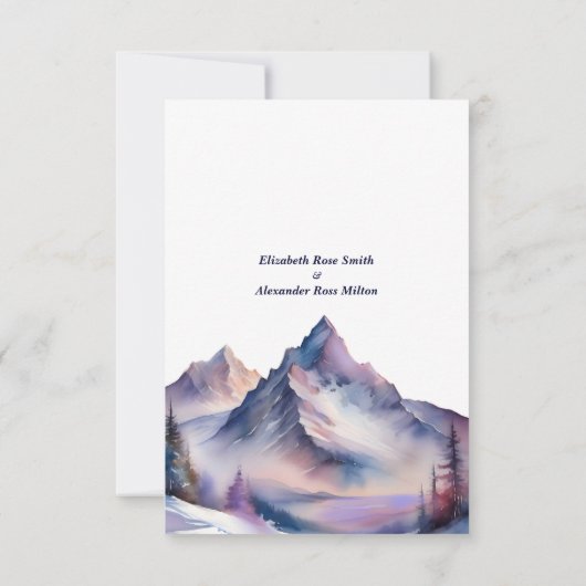 Schneebedeckte Berglandschaft Hochzeit Dankeskarte