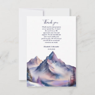 Schneebedeckte Berglandschaft Hochzeit Dankeskarte