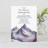 Schneebedeckte Berglandschaft Hochzeit Einladung (Stehend Vorderseite)