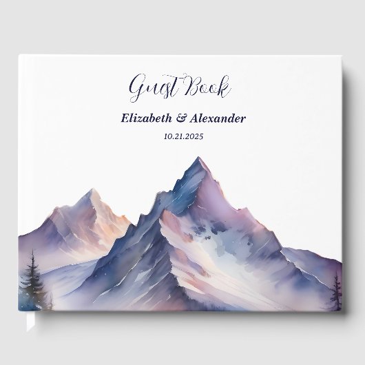 Schneebedeckte Berglandschaft Hochzeit Gästebuch (Vorderseite)