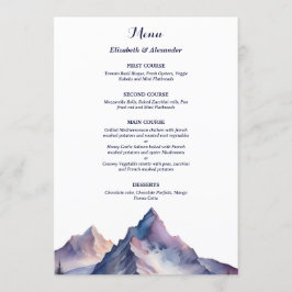 Schneebedeckte Berglandschaft Hochzeit Menükarte