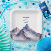 Schneebedeckte Berglandschaft Hochzeit Pappteller (Party)