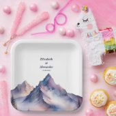 Schneebedeckte Berglandschaft Hochzeit Pappteller (Party)