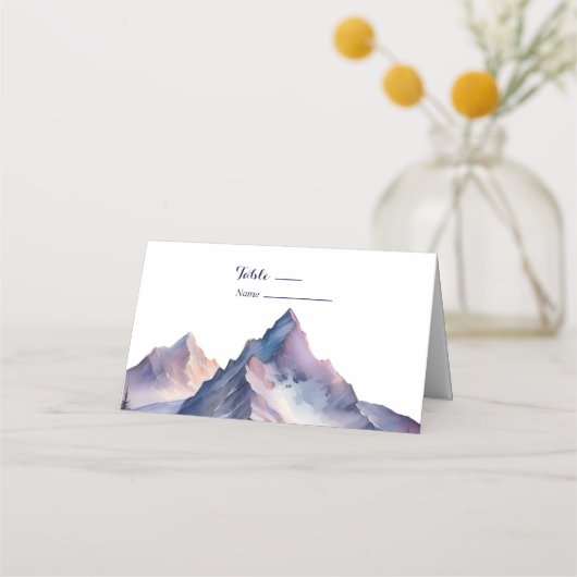Schneebedeckte Berglandschaft Hochzeit Platzkarte (Vorderseite)