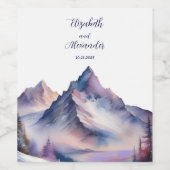 Schneebedeckte Berglandschaft Hochzeit Weinetikett (Einzelnes Label)
