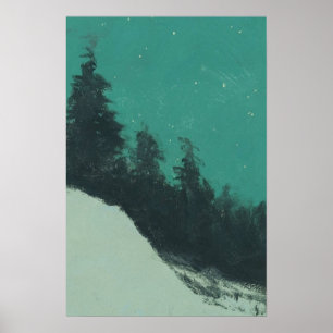 Schneebedeckte Berglandschaft Malerei Poster