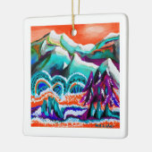 Schneebedeckte Bergwelt Keramikornament (Links)