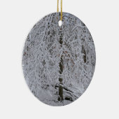 Schneebedeckte Birkenbaumkrone Keramik Ornament (Rechts)