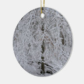 Schneebedeckte Birkenbaumkrone Keramik Ornament (Links)