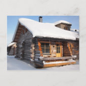 Schneebedeckte Blockhütte in Lappland Postkarte (Vorderseite)