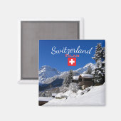Schneebedeckte Blockhütten in der Schweiz Magnet (Vorderseite/Rückseite)