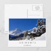 Schneebedeckte Blockhütten in der Schweiz Postkarte (Vorne/Hinten)