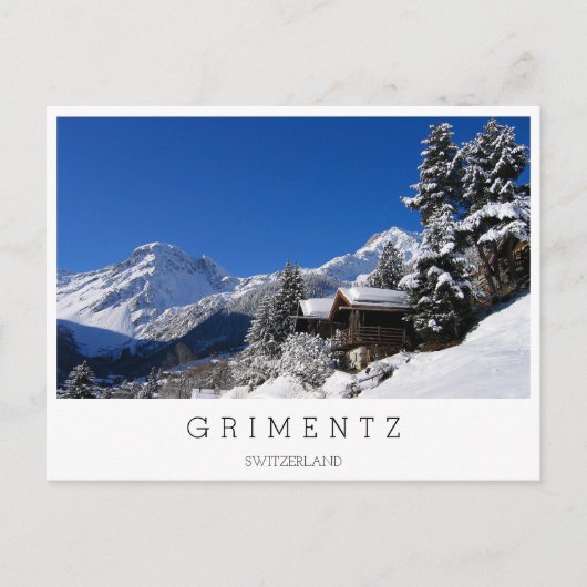 Schneebedeckte Blockhütten in der Schweiz Postkarte (Vorderseite)