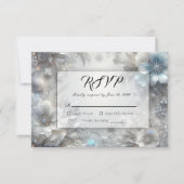 Schneebedeckte Blüten in gefrorener Blütenhochzeit RSVP Karte (Vorderseite)
