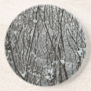 Schneebedeckte Branchen Winter Abstrakt Getränkeuntersetzer