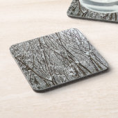 Schneebedeckte Branchen Winter Abstrakt Getränkeuntersetzer (Linke Seite)