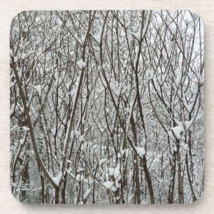 Schneebedeckte Branchen Winter Abstrakt Getränkeuntersetzer