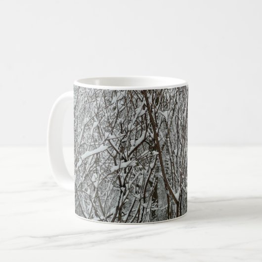 Schneebedeckte Branchen Winter Abstrakt Kaffeetasse (Vorderseite Links)