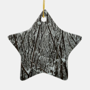 Schneebedeckte Branchen Winter Abstrakt Keramikornament