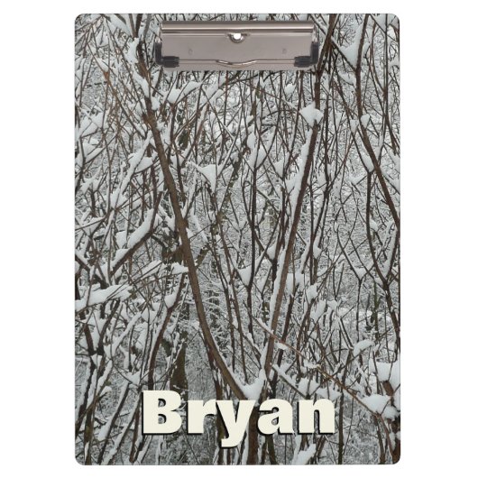 Schneebedeckte Branchen Winter Abstrakt Klemmbrett (Vorderseite)