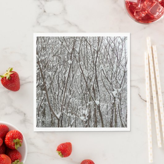 Schneebedeckte Branchen Winter Abstrakt Serviette (Beispiel)