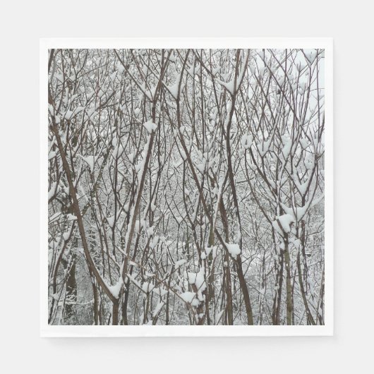 Schneebedeckte Branchen Winter Abstrakt Serviette (Vorderseite)