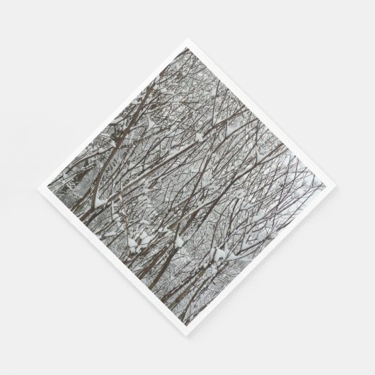 Schneebedeckte Branchen Winter Abstrakt Serviette (Ecke)
