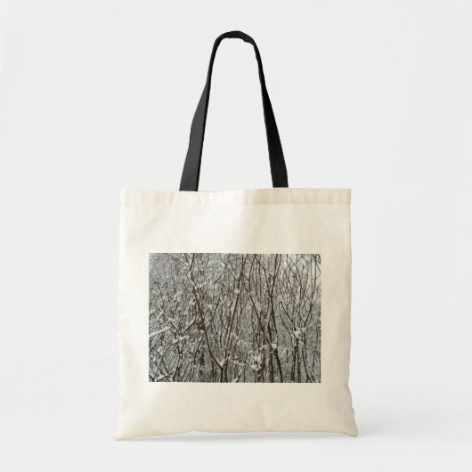 Schneebedeckte Branchen Winter Abstrakt Tragetasche (Vorne)
