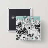 Schneebedeckte Burg Button (Vorne & Hinten)