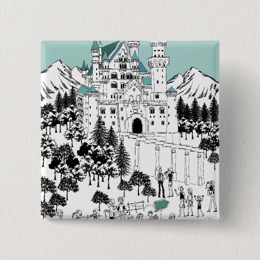 Schneebedeckte Burg Button (Vorderseite)