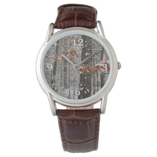 Schneebedeckte Eichenbäume Winternaturfotografie Armbanduhr
