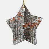 Schneebedeckte Eichenbäume Winternaturfotografie Keramik Ornament (Links)