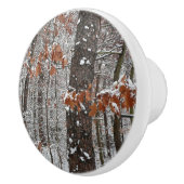 Schneebedeckte Eichenbäume Winternaturfotografie Keramikknauf (Rechts)