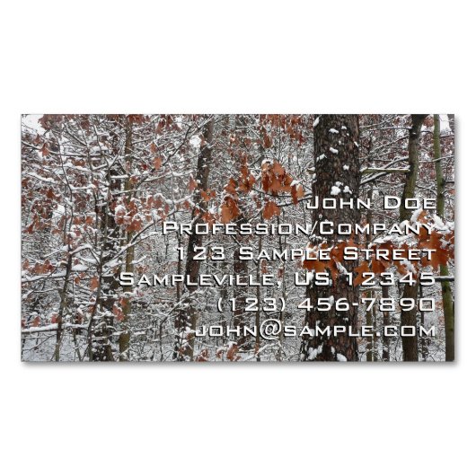 Schneebedeckte Eichenbäume Winternaturfotografie Magnetische Visitenkarte (Vorderseite)