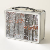 Schneebedeckte Eichenbäume Winternaturfotografie Metall Brotdose (Rückseite)