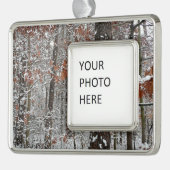 Schneebedeckte Eichenbäume Winternaturfotografie Rahmen-Ornament Silber (Links)