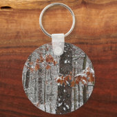 Schneebedeckte Eichenbäume Winternaturfotografie Schlüsselanhänger (Rückseite)