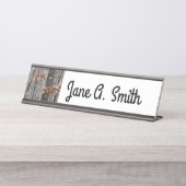 Schneebedeckte Eichenbäume Winternaturfotografie Schreibtischnamensplakette (Vorderseite )