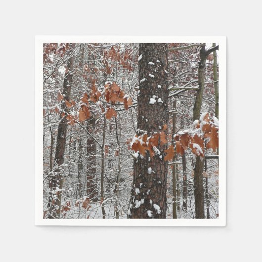 Schneebedeckte Eichenbäume Winternaturfotografie Serviette (Vorderseite)