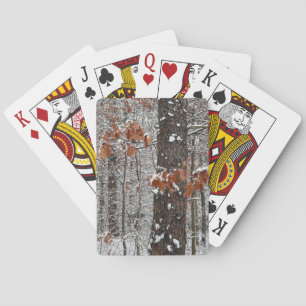 Schneebedeckte Eichenbäume Winternaturfotografie Spielkarten