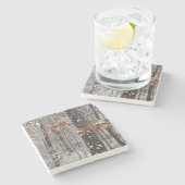 Schneebedeckte Eichenbäume Winternaturfotografie Steinuntersetzer (Seitenansicht)