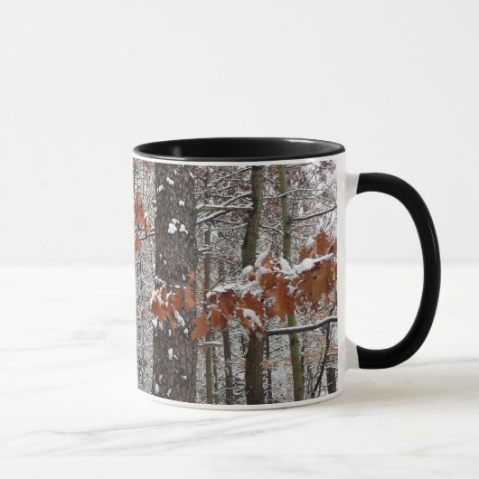 Schneebedeckte Eichenbäume Winternaturfotografie Tasse (Rechts)