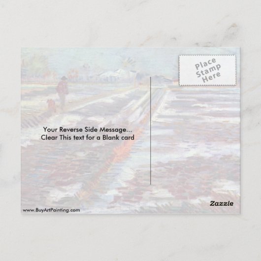 Schneebedeckte Felder in Arles von Vincent Van Gog Postkarte (Rückseite)