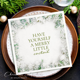 Schneebedeckte fröhliche kleine Cocktail-Weihnacht Serviette