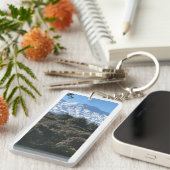 Schneebedeckte Gebirgsgrün im Vordergrund Schlüsselanhänger (Vorderseite rechts)